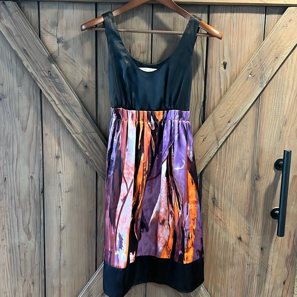 Mac and Jack scoopneck sleeveless slip dress with zipper black orange size XS